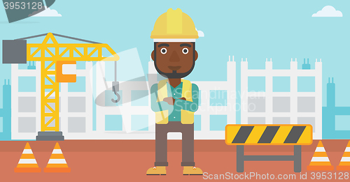 Image of Friendly builder with arms crossed.