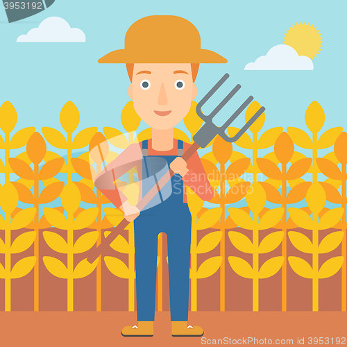 Image of Farmer with pitchfork.