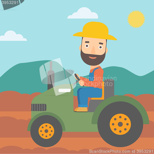 Image of Farmer driving tractor.