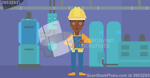 Image of Cheerful repairer with spanner.