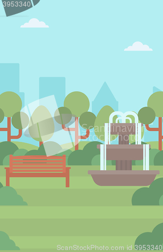 Image of Background of city park with fountain.