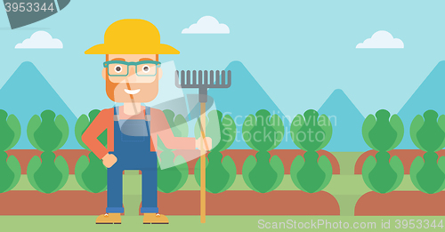 Image of Farmer with rake.