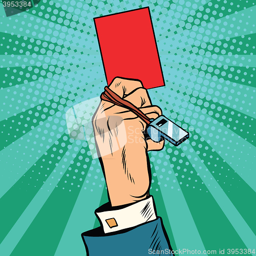 Image of Red card hand business concept