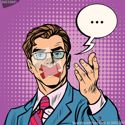 Image of Man with taped mouth