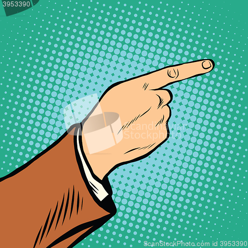 Image of The hand points sideways and up