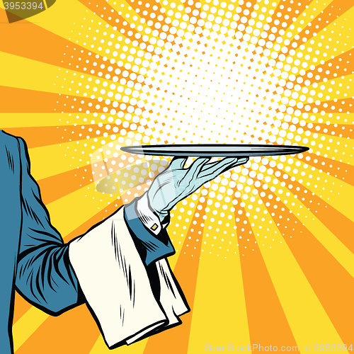 Image of waiter hand tray presentation