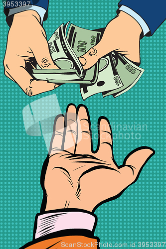 Image of hand giving money
