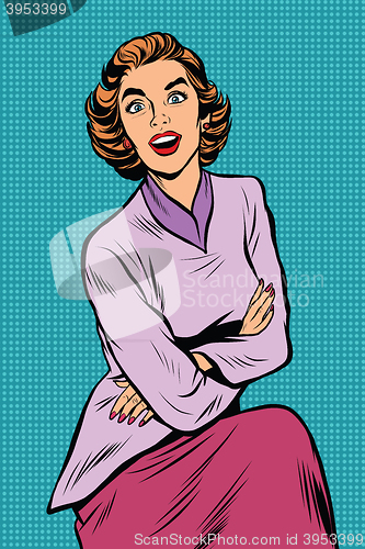 Image of Surprised elegant woman pop art retro
