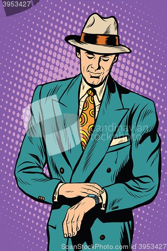 Image of Retro business male wristwatch time