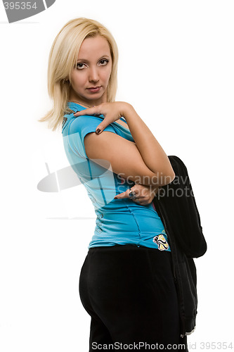 Image of Blond woman looking over shoulder
