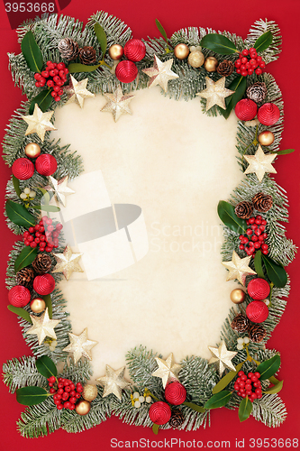 Image of Christmas Floral Border and Decorations