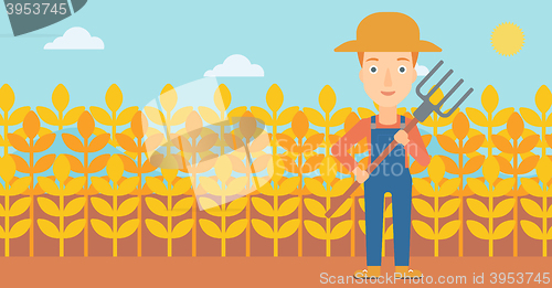 Image of Farmer with pitchfork.