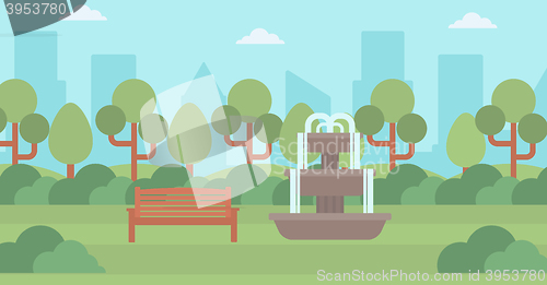 Image of Background of city park with fountain.