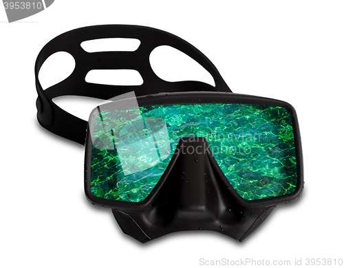 Image of Diving mask with reflection of sea wave