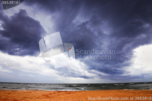 Image of Power kite in sea and storm sky