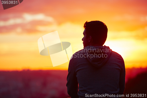 Image of Man at the sunrise