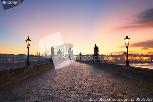 Image of Charles Bridge at the sunrise