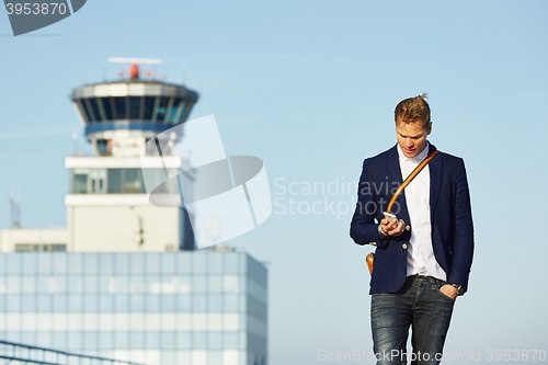 Image of Handsome man at the airport