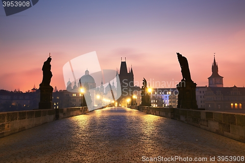 Image of Charles Bridge at the sunrise