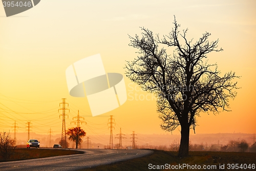 Image of Road at the sunset