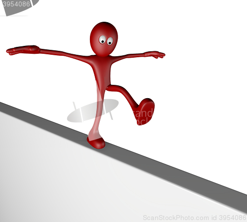 Image of cartoon guy balances on board - 3d rendering