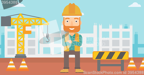 Image of Friendly builder with arms crossed.