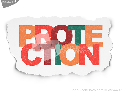 Image of Privacy concept: Protection on Torn Paper background