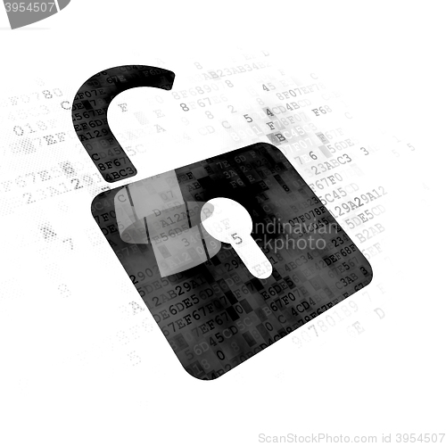 Image of Protection concept: Opened Padlock on Digital background