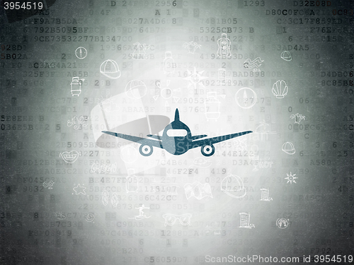 Image of Tourism concept: Aircraft on Digital Data Paper background