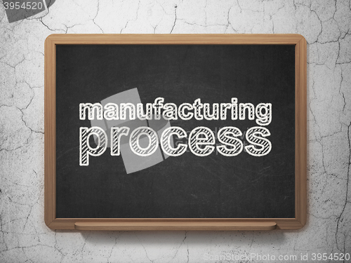 Image of Manufacuring concept: Manufacturing Process on chalkboard background