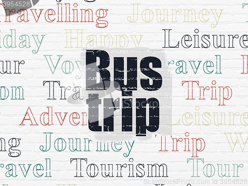 Image of Travel concept: Bus Trip on wall background