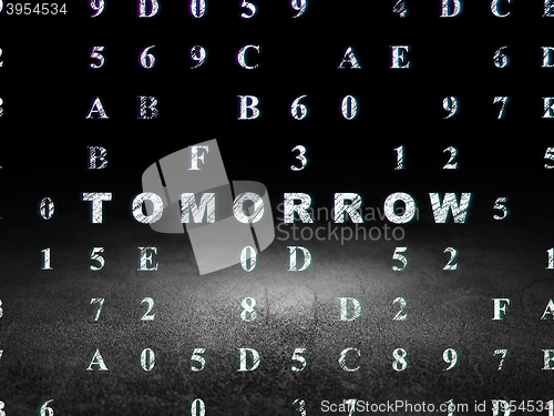 Image of Timeline concept: Tomorrow in grunge dark room