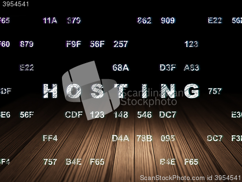 Image of Web development concept: Hosting in grunge dark room