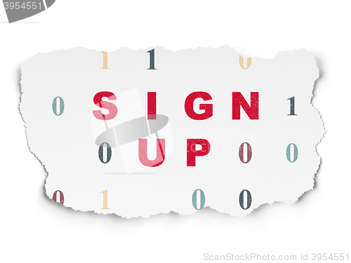 Image of Web design concept: Sign Up on Torn Paper background