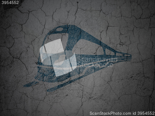 Image of Travel concept: Train on grunge wall background