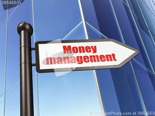 Image of Banking concept: sign Money Management on Building background