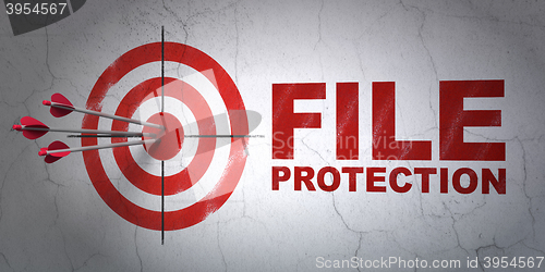 Image of Protection concept: target and File Protection on wall background