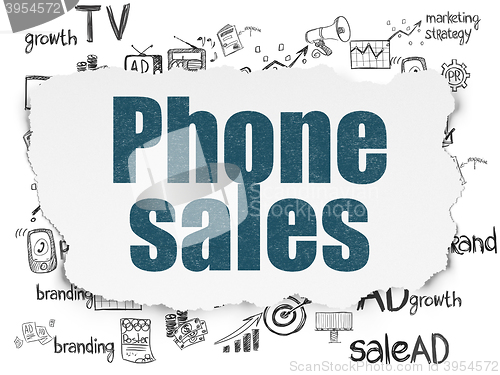 Image of Advertising concept: Phone Sales on Torn Paper background