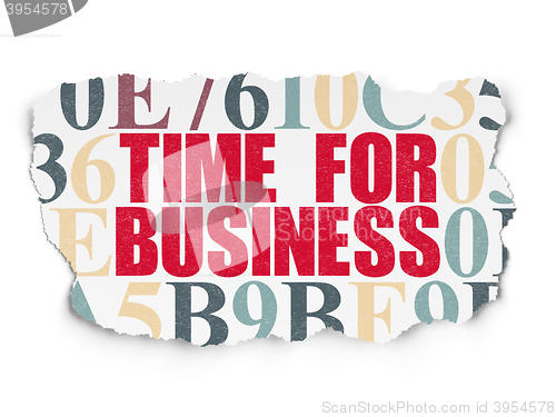 Image of Time concept: Time for Business on Torn Paper background