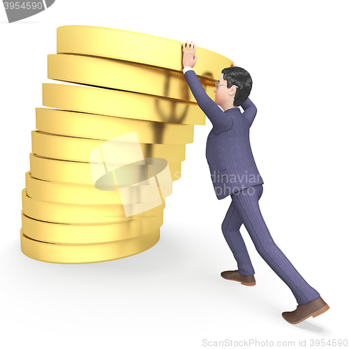 Image of Businessman Coins Shows Earn Entrepreneurial And Currency 3d Ren