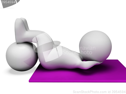 Image of Sit Ups Represents Abdominal Crunch And Crunches 3d Rendering