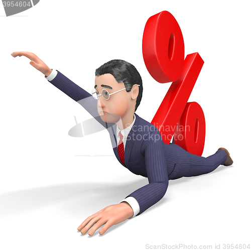 Image of Interest Businessman Indicates Percentage Sign And Bankrupt 3d R