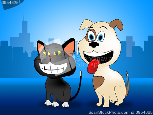 Image of Happy Pets Represents Domestic Cat And Canines