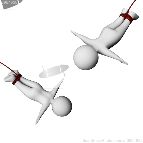 Image of Trapeze Characters Means Believe In Yourself And Acrobatic 3d Re