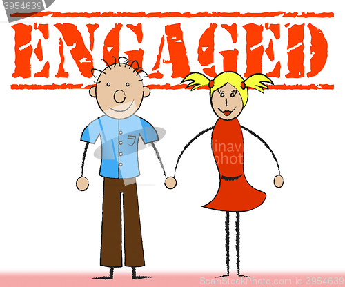 Image of Engaged Couple Represents Friendship Romantic And Boyfriend