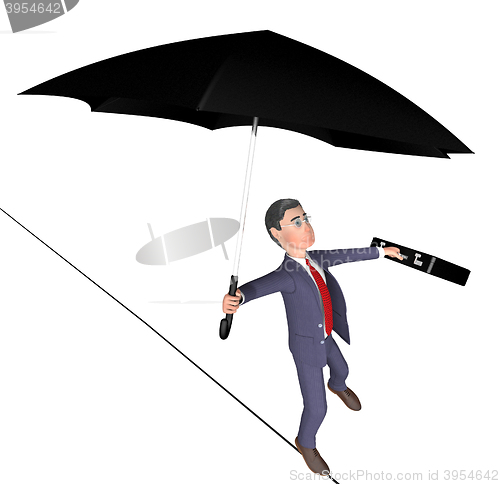 Image of Balancing Character Shows Business Person And Balanced 3d Render