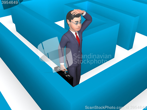 Image of Lost Businessman Represents Decision Making And Achievement 3d R