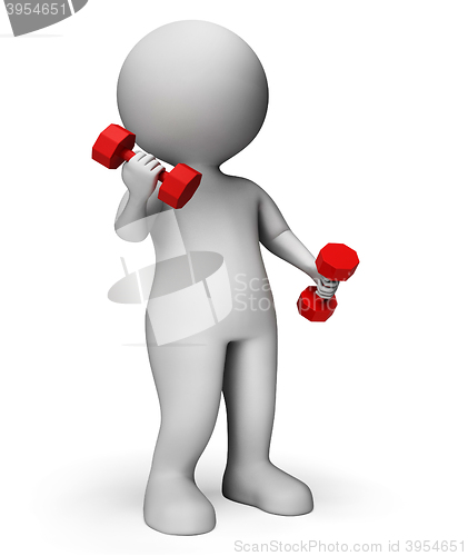 Image of Dumbbells Weights Represents Getting Fit And Dumbell 3d Renderin