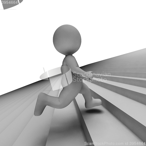 Image of Stairs Character Means Jogger Progress And Jog 3d Rendering