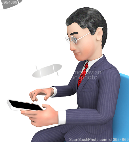 Image of Character Businessman Indicates Entrepreneurial Mobile And Execu